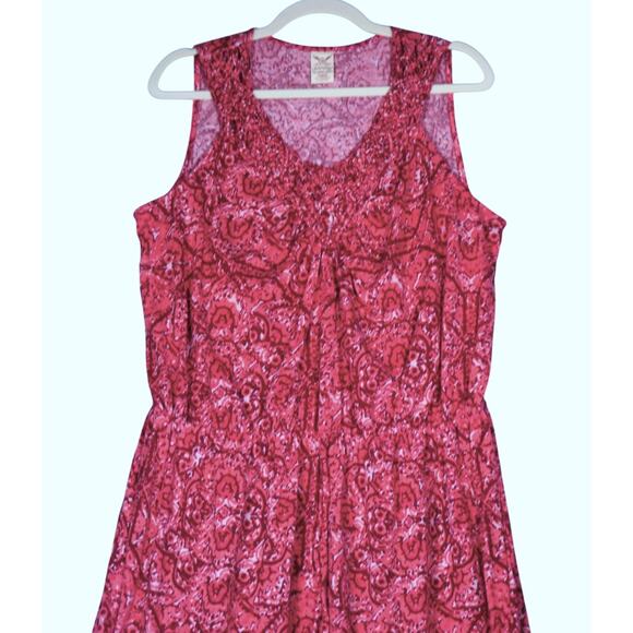 Faded Glory Maxi Dress Womens 2X Pink Abstract T Shirt Crochet Boho Flowy - Picture 3 of 11